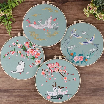 Chinese Crane Flower Embroidery Kit with Hoop Needlework Kit Cross Stitch Series Arts Crafts Sewing Wall Painting Home Decor 
Chinese Crane Flower Embroidery Kit with Hoop Needlework Kit Cross Stitch Series Arts Crafts Sewing Wall Painting Home Decor
