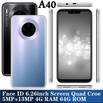 

A40 4G RAM 64G ROM smartphones 5MP+13MP quad core android mobile phones face ID unlocked celulares Global version 3G WCDMA wifi