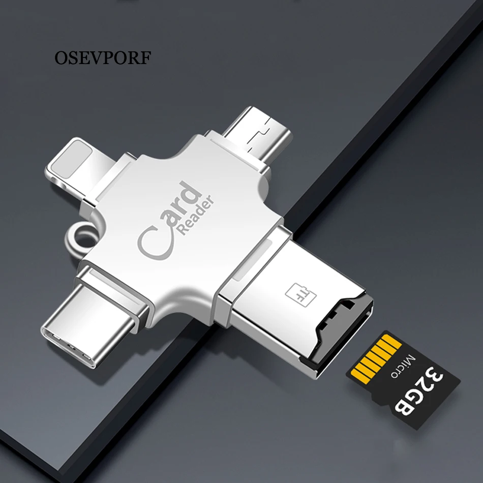 4 in 1 SD Card Reader OTG Micro USB Type C Card Reader Lector SD Memory Card Reader For Micro SD TF USB Type-C OTG Cardreader
4 in 1 SD Card Reader OTG Micro USB Type C Card Reader Lector SD Memory Card Reader For Micro SD TF USB Type-C OTG Cardreader