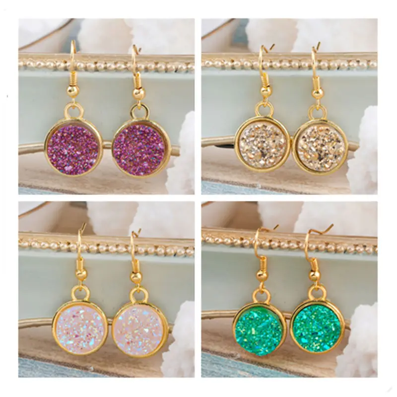 1 Pair Handmade Resin Drusy Chic Drop Earrings Gold Color Round Irregular Glitter Fashion Jewelry For Women Gifts 34mm x 15mm
1 Pair Handmade Resin Drusy Chic Drop Earrings Gold Color Round Irregular Glitter Fashion Jewelry For Women Gifts 34mm x 15mm