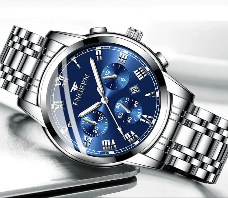 High Quality FNGEEN Men Watch Stainless steel Watchband Male Quartz Clock Date Calendar Waterproof Clock
High Quality FNGEEN Men Watch Stainless steel Watchband Male Quartz Clock Date Calendar Waterproof Clock