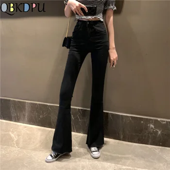 Female Vintage Black Bell Bottom Jeans Women Elastic Skinny Flare Jeans Mom Slim High Waist Denim Tassel Ankle pants Streetwear
Female Vintage Black Bell Bottom Jeans Women Elastic Skinny Flare Jeans Mom Slim High Waist Denim Tassel Ankle pants Streetwear