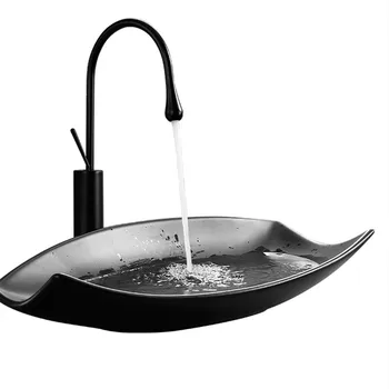 Art Sinks Black Basin Ceramic Wash Basin Vessel Sink Leaf Designer Washing Bowl with Faucet Shampoo Basin Bathroom Ceramic Sink
Art Sinks Black Basin Ceramic Wash Basin Vessel Sink Leaf Designer Washing Bowl with Faucet Shampoo Basin Bathroom Ceramic Sink
