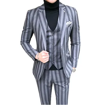 Autumn New Men Striped Three-Piece Set Large Size S-5XL Wedding Party Suit Blazer Jacket Pant Vest Red Blue Gray
Autumn New Men Striped Three-Piece Set Large Size S-5XL Wedding Party Suit Blazer Jacket Pant Vest Red Blue Gray