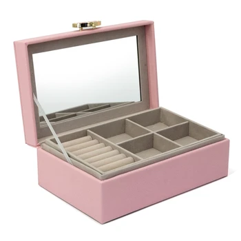 Pink High-Grade PU Leather Jewelry Box Large Capacity with Mirror Earrings Necklace Ring Storage Box
Pink High-Grade PU Leather Jewelry Box Large Capacity with Mirror Earrings Necklace Ring Storage Box