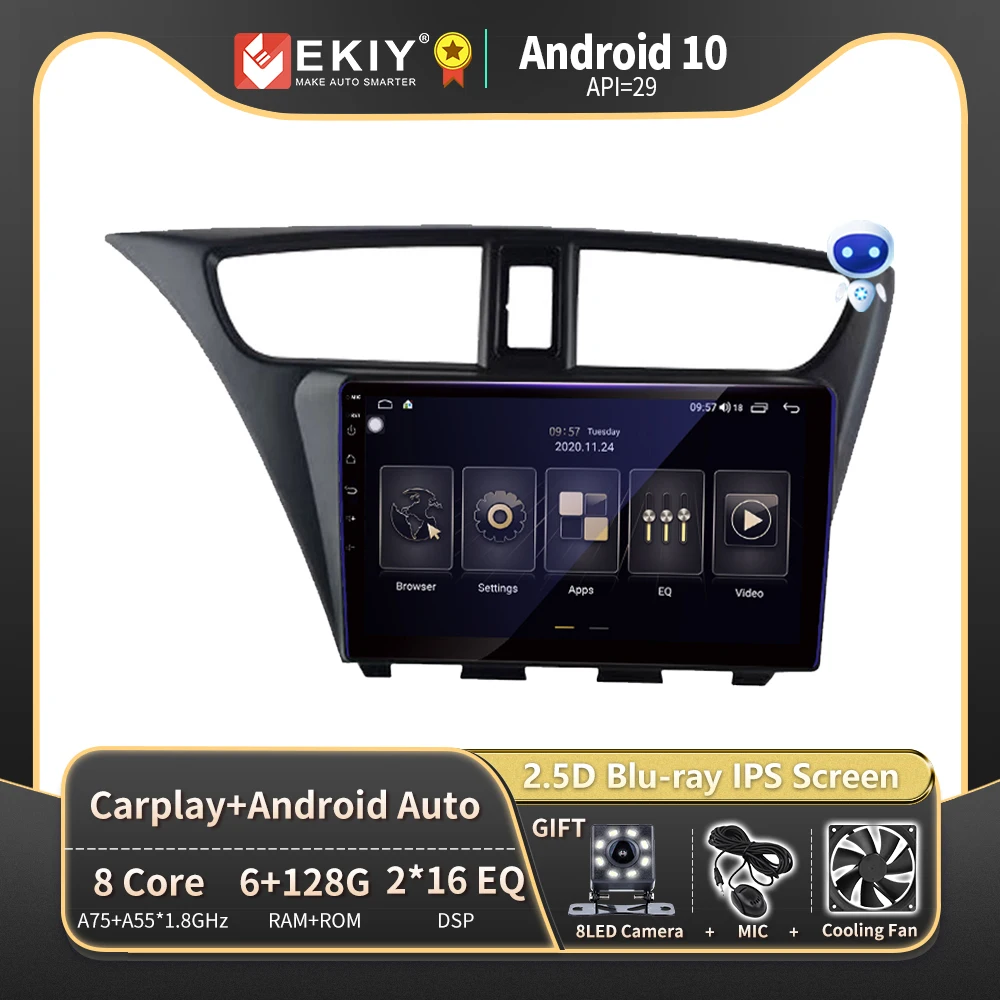 Мультимедийная магнитола EKIY для Honda CIVIC стерео-система на Android 10 с GPS DSP 6 + 128 ГБ
