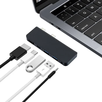 USB 3.0 Dual Type-C HUB USB-C Audio Adapter 4K HDMI Converter Splitter Docking Station for Surface PRO X
USB 3.0 Dual Type-C HUB USB-C Audio Adapter 4K HDMI Converter Splitter Docking Station for Surface PRO X