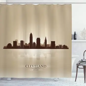 Cleveland Shower Curtain, Earth Tone Silhouette of Post-Modern Style Skyscrapers and Reflection, Cloth Fabric Bathroom Decor Set
Cleveland Shower Curtain, Earth Tone Silhouette of Post-Modern Style Skyscrapers and Reflection, Cloth Fabric Bathroom Decor Set