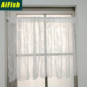 American Flowers White Embroidered Lace Short Curtain Kitchen Window Screen Short Curtain Study Decoration Tulle ZH007-2 
American Flowers White Embroidered Lace Short Curtain Kitchen Window Screen Short Curtain Study Decoration Tulle ZH007-2