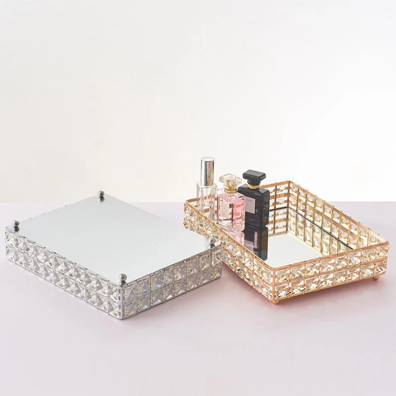 Make up Tray,Crystal Cosmetic Organizer Tray for Wedding Home Vanity Decorating,
Make up Tray,Crystal Cosmetic Organizer Tray for Wedding Home Vanity Decorating,