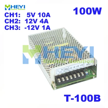 

100W mini power supply 3 output 5V 10A, 12V 4A, -12V 1A ac to dc T-100B triple switching power supply