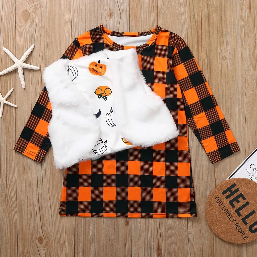 Halloween Children Kids Girls Plaid Printed Dress+Reversible Coat Vest Set children girls boutique halloween toddler outfit
Halloween Children Kids Girls Plaid Printed Dress+Reversible Coat Vest Set children girls boutique halloween toddler outfit