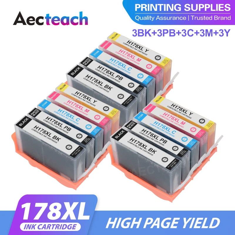 Aecteach new 15Pk full set for HP178 178XL Ink Cartridge for HP 178 Photosmart 5510 5515 6510 7510 B109a B109n B110a Printer
Aecteach new 15Pk full set for HP178 178XL Ink Cartridge for HP 178 Photosmart 5510 5515 6510 7510 B109a B109n B110a Printer