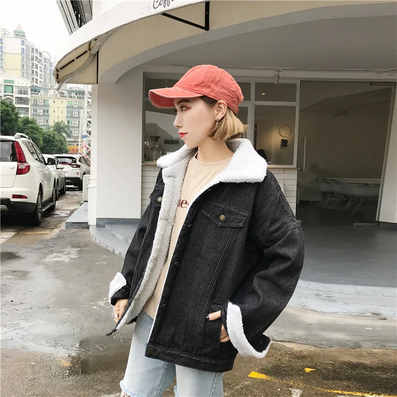 Black And White with Pattern Lambs Wool Jeans Coat 2019 Winter New Style Korean-style BF Style Bat Sleeve Brushed And Thick Girl
Black And White with Pattern Lambs Wool Jeans Coat 2019 Winter New Style Korean-style BF Style Bat Sleeve Brushed And Thick Girl