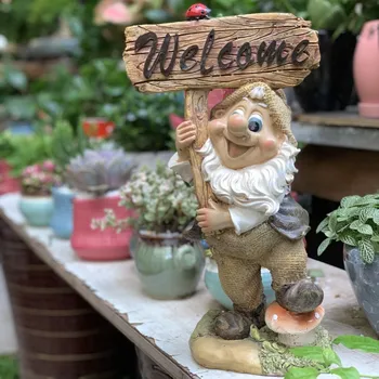 37CM Dwarf Welcome Plate Art Sculpture Garden Character Little Man Statue Yard Balcony Figurines Home Furnishing Decor R4619 
37CM Dwarf Welcome Plate Art Sculpture Garden Character Little Man Statue Yard Balcony Figurines Home Furnishing Decor R4619