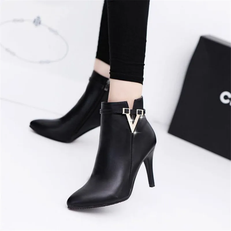 2019 Spring Autumn Stiletto Thin High Heels Pointed Toe Faux Leather Zipper Style Sexy Ankle Womens Boots Bota Feminina
2019 Spring Autumn Stiletto Thin High Heels Pointed Toe Faux Leather Zipper Style Sexy Ankle Womens Boots Bota Feminina