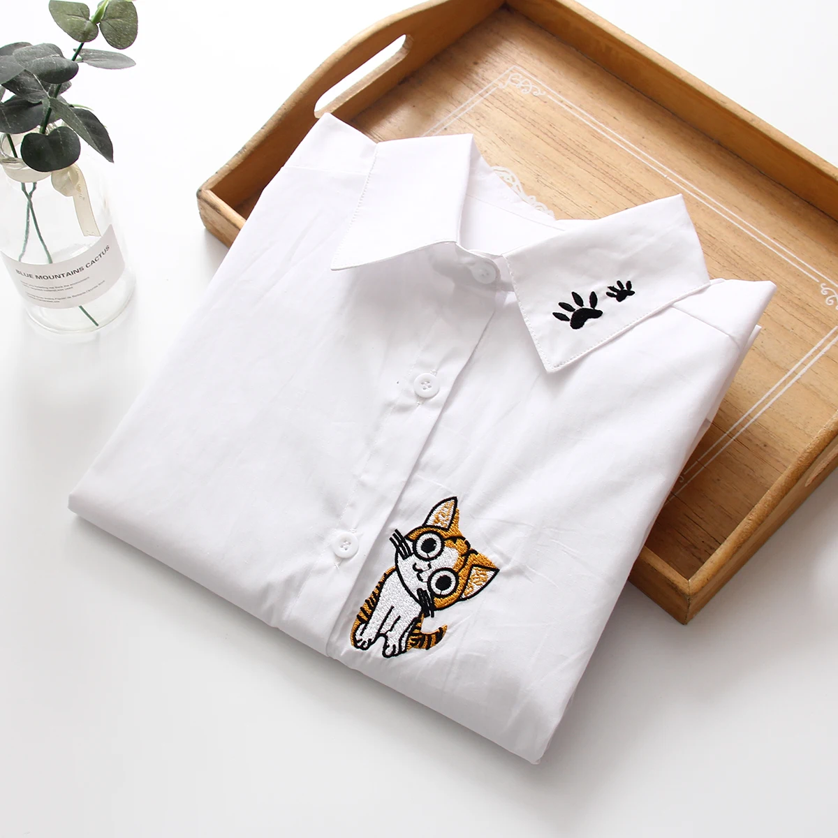 Japan Style Mori Girl Blouse Spring Autumn Women Long Sleeve White Cotton Shirt Students Cats Embroidery Top Blouses
Japan Style Mori Girl Blouse Spring Autumn Women Long Sleeve White Cotton Shirt Students Cats Embroidery Top Blouses