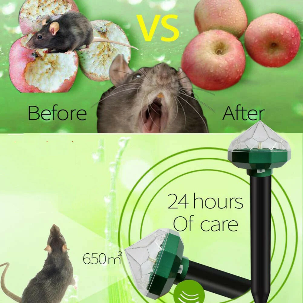 2PCS Pest Rodent LED Light Solar Power No Poisons Snake Garden Mouse Repeller Lamp Yard Ultrasonic Decor Home Colorful Diamond
2PCS Pest Rodent LED Light Solar Power No Poisons Snake Garden Mouse Repeller Lamp Yard Ultrasonic Decor Home Colorful Diamond