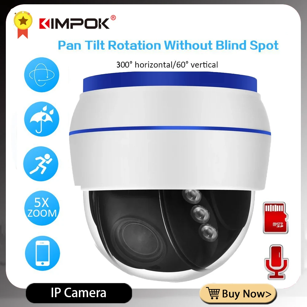 KIMPOK HD 5MP Dome IP Camera Sony335 WiFi PTZ 5X Optical Zoom CCTV Video Surveillance Camera 128G SD Card Mic Sound Record Onvif
KIMPOK HD 5MP Dome IP Camera Sony335 WiFi PTZ 5X Optical Zoom CCTV Video Surveillance Camera 128G SD Card Mic Sound Record Onvif