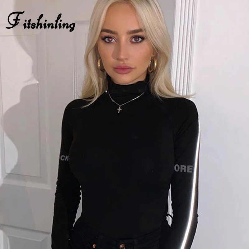Fitshinling 2019 Autumn Fitness Women Bodysuits Fashion Slim Sexy High Cut Jumpsuits Long Sleeve Black Turtlenecks Bodysuits New 
Fitshinling 2019 Autumn Fitness Women Bodysuits Fashion Slim Sexy High Cut Jumpsuits Long Sleeve Black Turtlenecks Bodysuits New