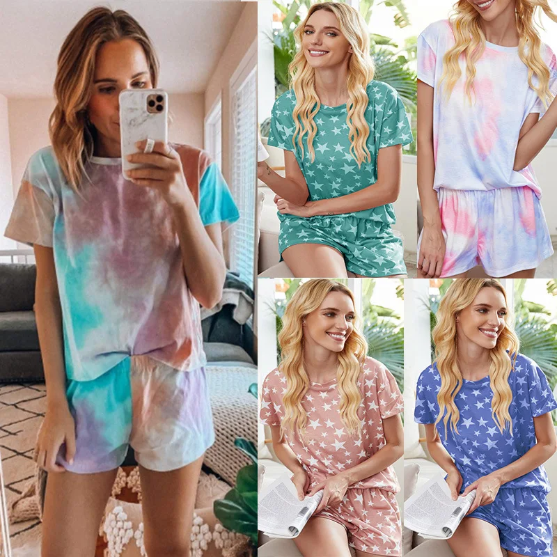 2020 Summer New Women Homewear Casual Printed Tie Dyed Gradient Pajamas Short Sleeved Homewear Sexy Suit Female 3 Style
2020 Summer New Women Homewear Casual Printed Tie Dyed Gradient Pajamas Short Sleeved Homewear Sexy Suit Female 3 Style