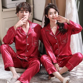 Couple Pajamas Sets Autumn Men And Women Silk Satin Pijamas Sleepwear Lover Home Night Suit Sleep Lounge Big Size M-XXXL
Couple Pajamas Sets Autumn Men And Women Silk Satin Pijamas Sleepwear Lover Home Night Suit Sleep Lounge Big Size M-XXXL