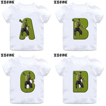 2020 Boys T shirt Avengers Hulk 26 Letters A-Z Cartoon Kids Clothes Mavel Costume Girls t-shirts Funny Children's wear
2020 Boys T shirt Avengers Hulk 26 Letters A-Z Cartoon Kids Clothes Mavel Costume Girls t-shirts Funny Children's wear