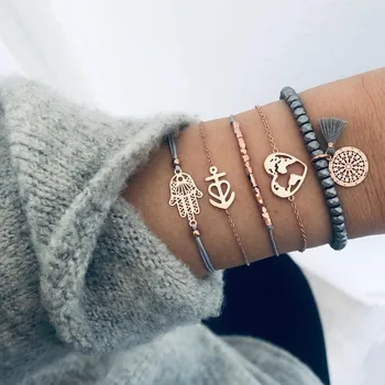 Hot-selling beaded bracelet with hand of Fatima gray line love map five-piece bracelet for fashion women gifts wholesale
Hot-selling beaded bracelet with hand of Fatima gray line love map five-piece bracelet for fashion women gifts wholesale