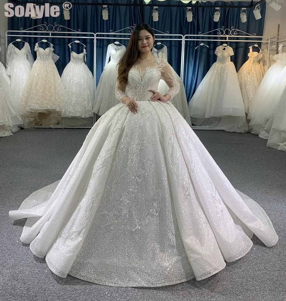 SoAyle Luxury Wedding Dresses for Women Glitter Long Sleeves Bridal Dress Lace Heavy Beading Ball Gown Vestido De Novia
SoAyle Luxury Wedding Dresses for Women Glitter Long Sleeves Bridal Dress Lace Heavy Beading Ball Gown Vestido De Novia