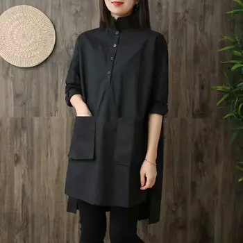 Cotton Plus size solid black white A-line women loose long shirts 2020 new spring autumn casual ladies blouse tops female
Cotton Plus size solid black white A-line women loose long shirts 2020 new spring autumn casual ladies blouse tops female