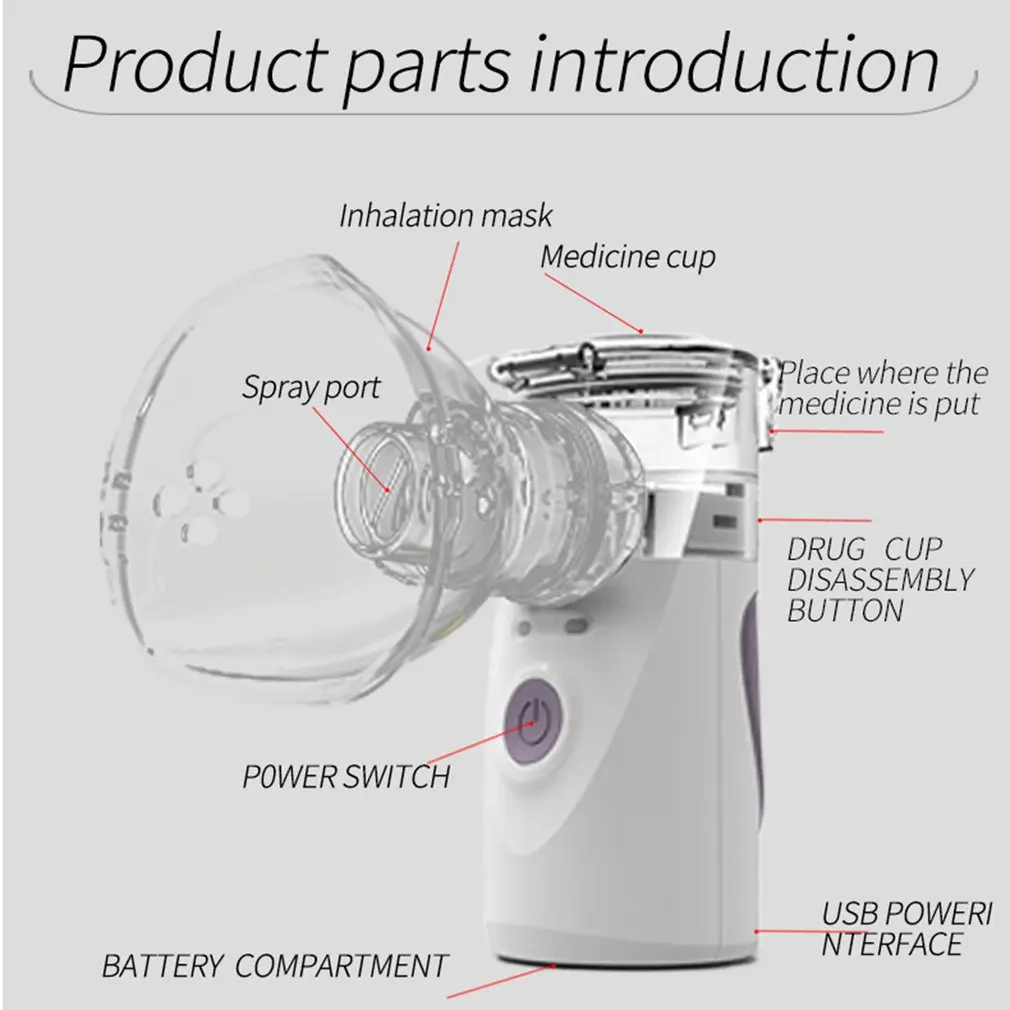 Tool - Ultrasonic Nebulizer Mini Handheld Inhaler Respirator Humidifier Kit Health Care Children Home Portable Inhaler Machine Atomizer