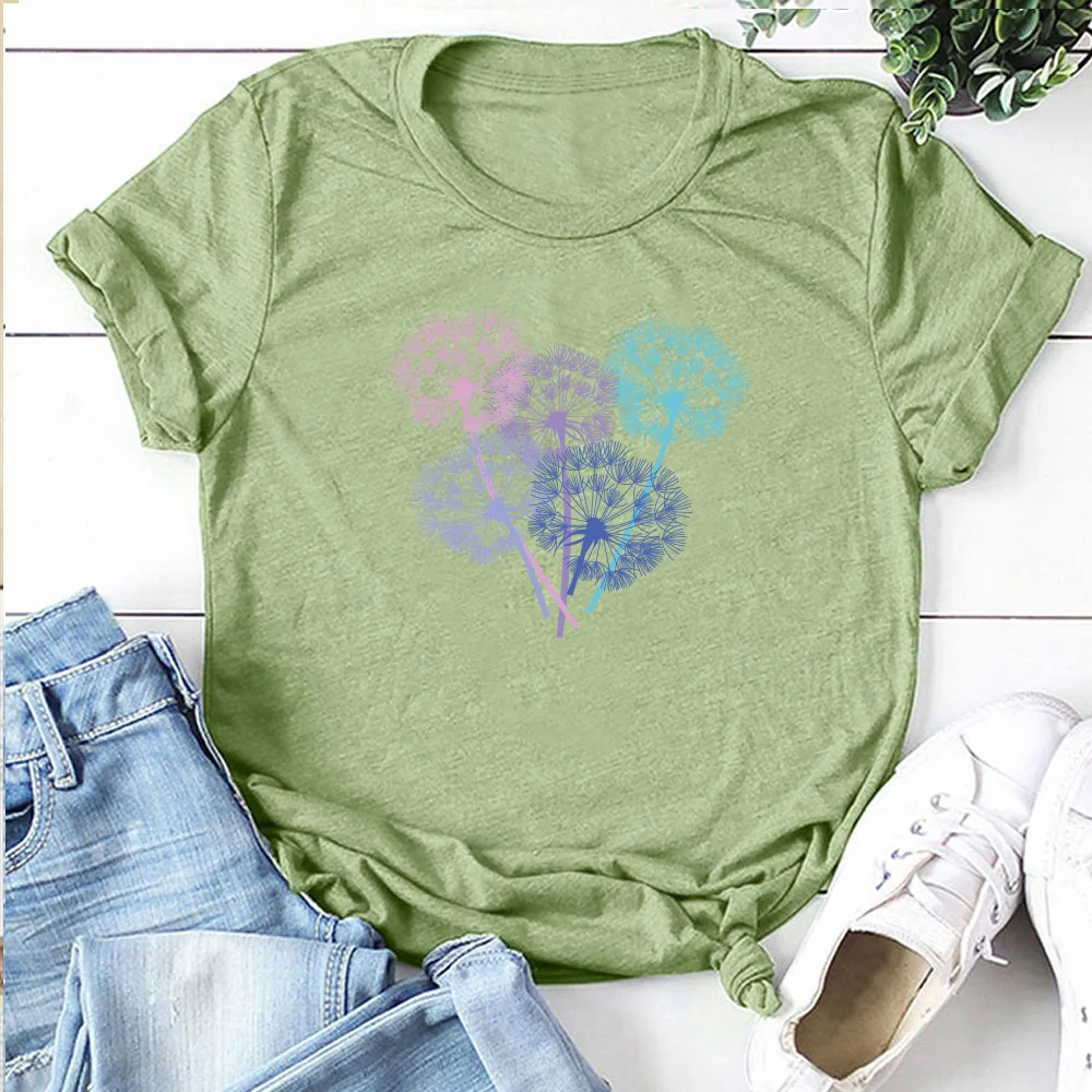 Color Dandelion Print Funny Women T-shirt Free Shipping JKP4746
