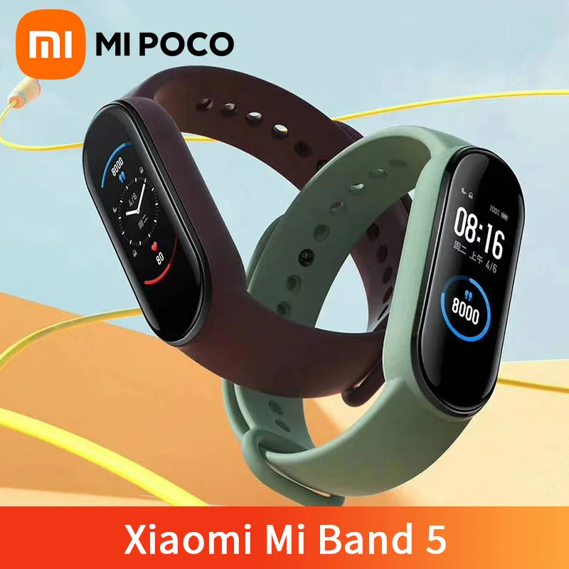Оригинальный Смарт-браслет Xiaomi Mi Band 5 большой сенсорный экран фитнес-браслет
