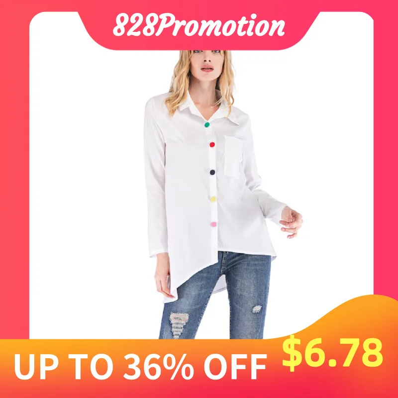 High Quality Womens Shirt And Blouse Autumn Winter For Office V-Neck Blouse Irregular Solid Button Shirt Blusas Femininas
High Quality Womens Shirt And Blouse Autumn Winter For Office V-Neck Blouse Irregular Solid Button Shirt Blusas Femininas