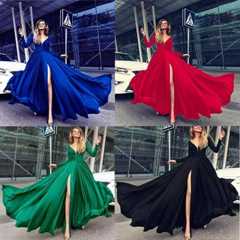 New European and American dresses fast selling Amazon sexy V-neck evening dress long skirt
New European and American dresses fast selling Amazon sexy V-neck evening dress long skirt