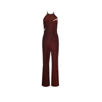 2019 Women Brown Fashion Halter Straigh Jumpsuit Sexy Backless Round Neck Sleeveless Celebrity Party Jumpsuits Clubwear Wholesale
2019 Women Brown Fashion Halter Straigh Jumpsuit Sexy Backless Round Neck Sleeveless Celebrity Party Jumpsuits Clubwear Wholesale