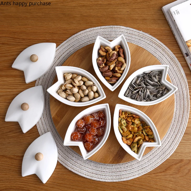Creative Ceramic Fruit Plate Living Room Partition Dried Fruit Plate Suit with Lid Nut Dish Snack Storage Box with Base Tray
Creative Ceramic Fruit Plate Living Room Partition Dried Fruit Plate Suit with Lid Nut Dish Snack Storage Box with Base Tray