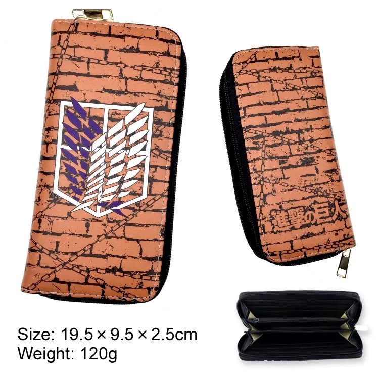 

Attack on Titan Anime Wallet Long Zipper Coin Purses ID Credit Card Holder Men Fashion Pocket Male