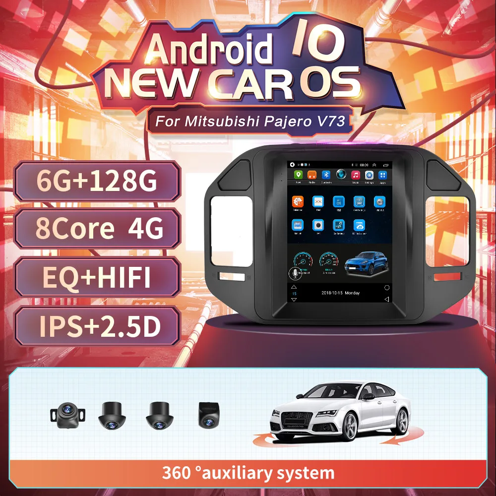 Фото Автомагнитола 2 Din на Android 10 для Mitsubishi Pajero 3 V73 видеоплеер радио GPS Carplay BT мультимедиа