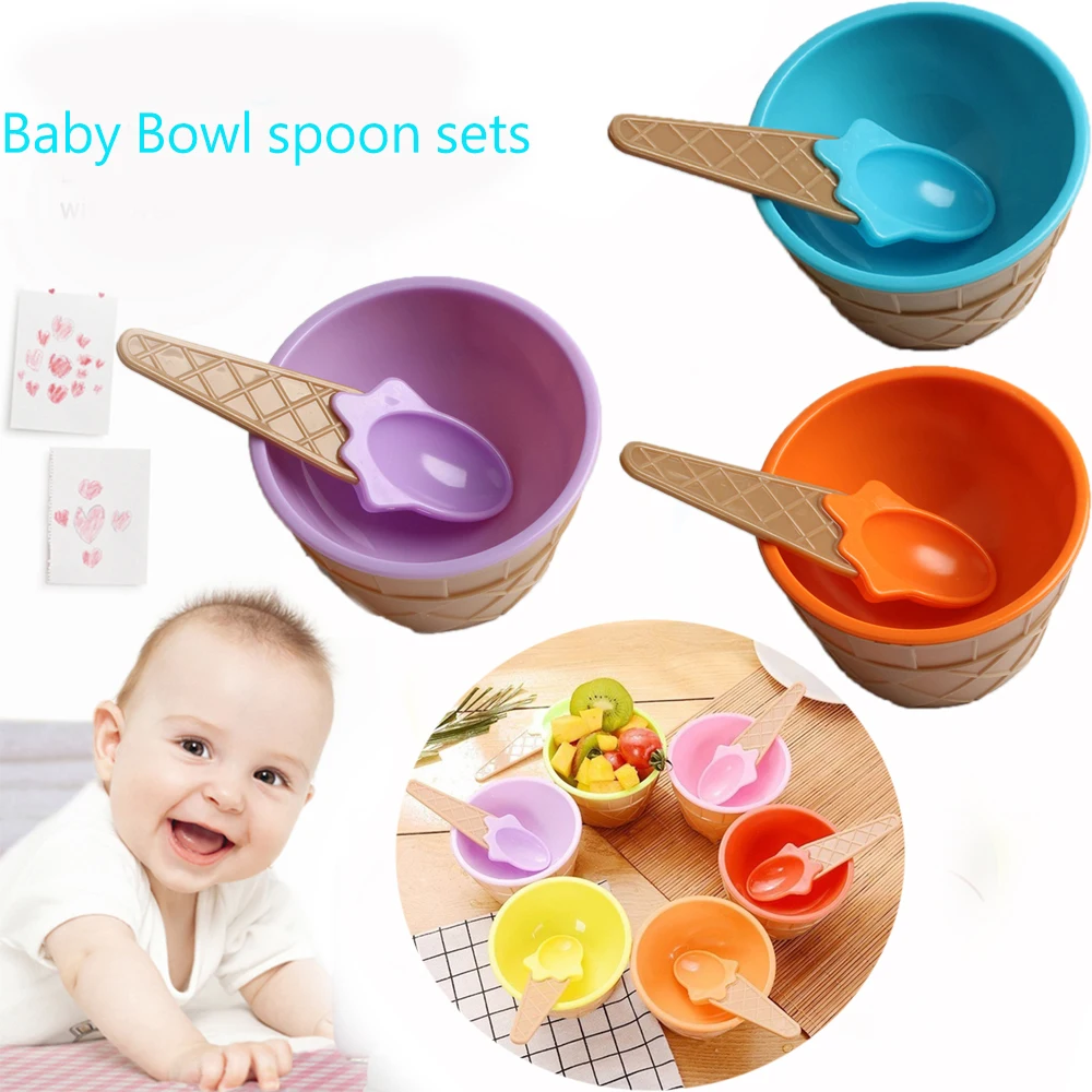 2Pcs/set Baby Feeding Silicone Plate Kids Bowl & Spoon Set Dishes Tableware Cartoon Shape Children Product | Мать и ребенок