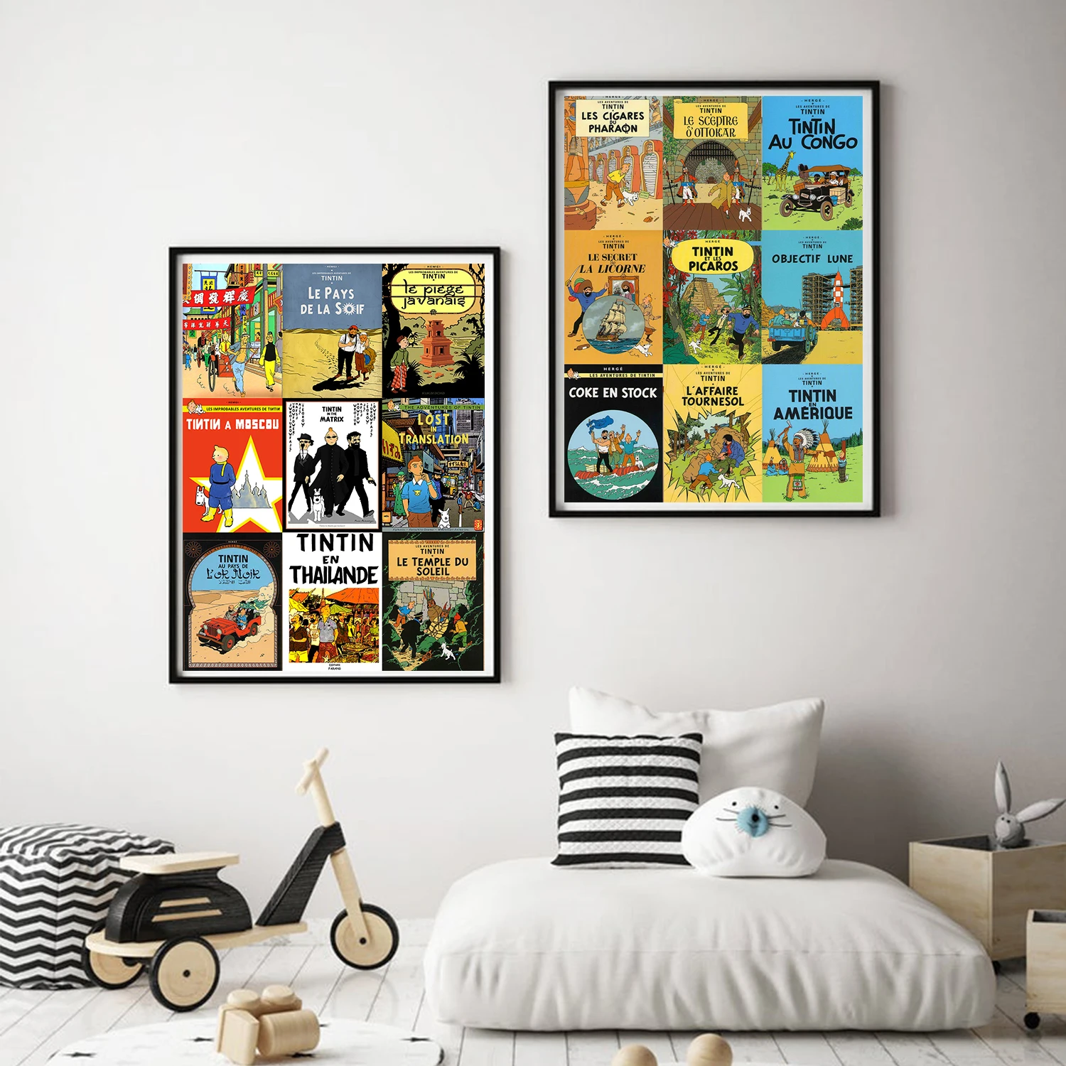 Приключения из Tintin Comics обложки холст живопись Винтаж крафт плакаты классические