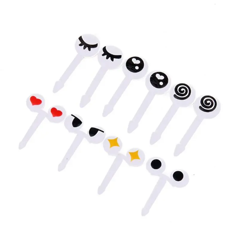 

10Pcs/Set Mini Skewers Cute Cartoon Eyes Kawaii Emoji Lunch Bento Box Food Fruit Picks Fork Sticks Buffet Sandwich Toppers Decor