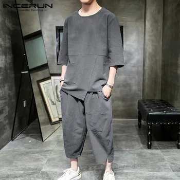 INCERUN Casual Solid Color Men Sets Cotton O Neck Half Sleeve Shirt Calf Length Pants 2020 Vintage Men Sets Streetwear 2 Pieces
INCERUN Casual Solid Color Men Sets Cotton O Neck Half Sleeve Shirt Calf Length Pants 2020 Vintage Men Sets Streetwear 2 Pieces