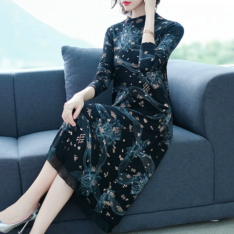 Spring Fall Vitange Womens Female Printed Floral Pattern Long Turtleneck Dress , Women Casual 3xl 4xl Ruffles Patchwork Dresses
Spring Fall Vitange Womens Female Printed Floral Pattern Long Turtleneck Dress , Women Casual 3xl 4xl Ruffles Patchwork Dresses