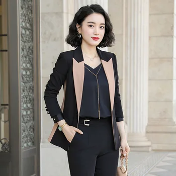 Autumn Elegant Work Pant Suits Single Button Two Piece Long Sleeve Hit Color Blazer Casual Pants Suit Jacket Coat Big Size 4XL
Autumn Elegant Work Pant Suits Single Button Two Piece Long Sleeve Hit Color Blazer Casual Pants Suit Jacket Coat Big Size 4XL