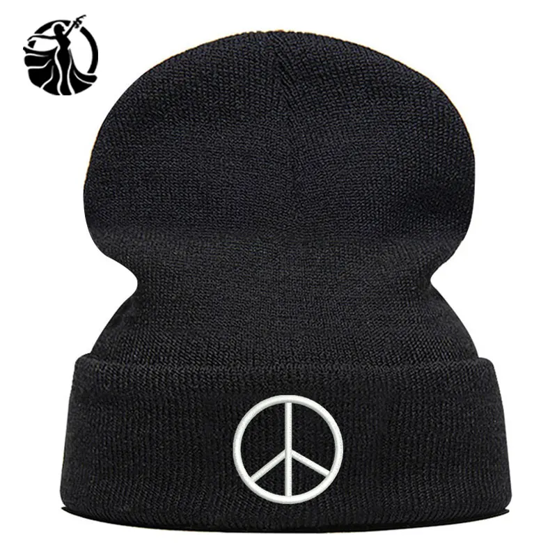 

Beanie Hat Skullie Cap Slouchy Winter Autumn Embroidery Punk Men Women Teen Street Dance Funny Hip-hop Personalized - Peace Logo
