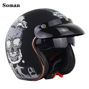 Half Face Motorbike Helmets Retro Dual Visors 3/4 Helmets Dot Approved Motorcycle Helmet casco capacete moto For Soman SM521
Half Face Motorbike Helmets Retro Dual Visors 3/4 Helmets Dot Approved Motorcycle Helmet casco capacete moto For Soman SM521