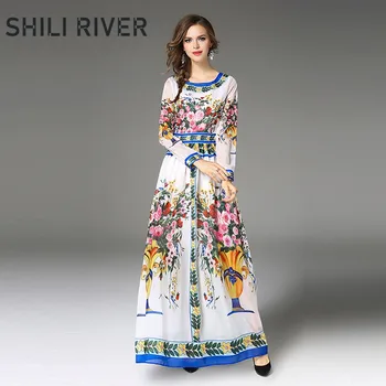 New spring autumn floor length party dress for women a line long sleeve elegant floral print flower pleated white swing dress
New spring autumn floor length party dress for women a line long sleeve elegant floral print flower pleated white swing dress