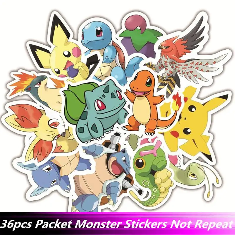 36pcs/Pack Pocket Monster Anime Stickers Waterproof Motorcycle Skate Phone Guitar Laptop Motorcycle Suitcase Sticker Pegatinas
36pcs/Pack Pocket Monster Anime Stickers Waterproof Motorcycle Skate Phone Guitar Laptop Motorcycle Suitcase Sticker Pegatinas