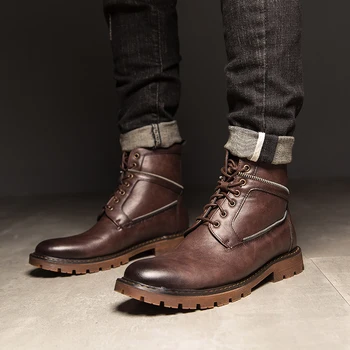 Spring/Autumn Work Shoes Men Mid-Top Leather Boots Men Anti Slip Casual Boots Men Good Quality Fashion Boots Mens Size 38-44
Spring/Autumn Work Shoes Men Mid-Top Leather Boots Men Anti Slip Casual Boots Men Good Quality Fashion Boots Mens Size 38-44